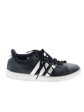 adidas Black Leather Sneakers with White Three Stripes